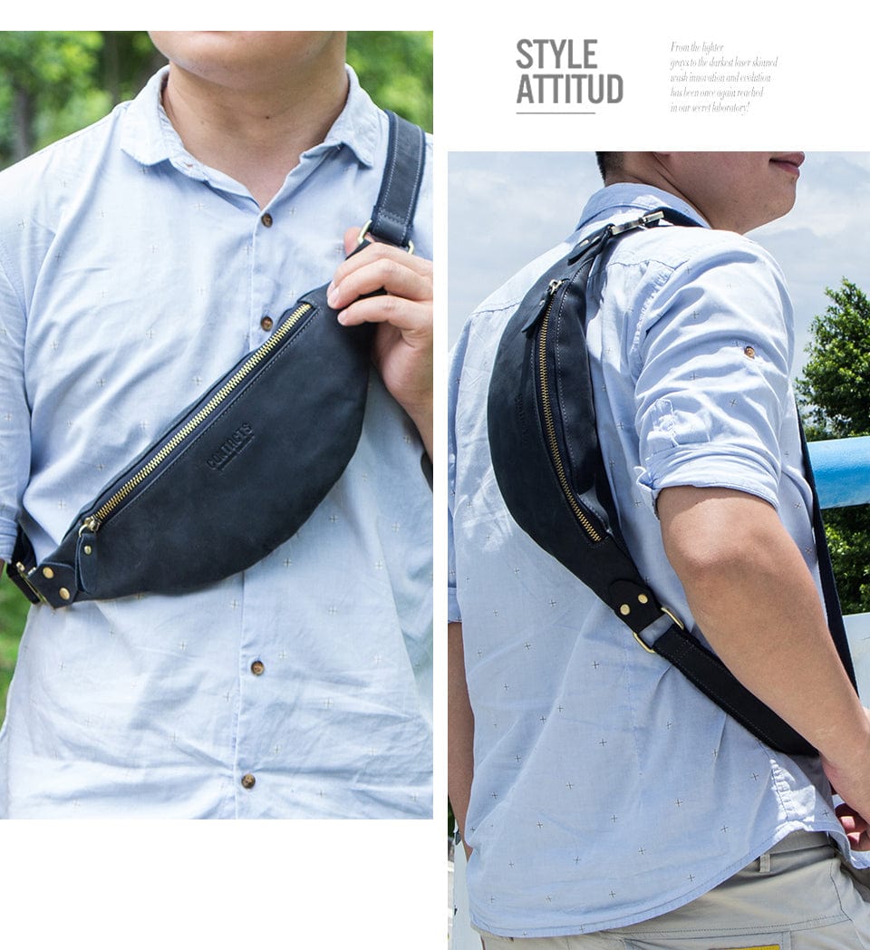 Sac banane en cuir homme, alliant élégance quotidienne et fonctionnalité pour la ville.