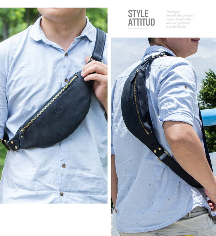 Sac banane en cuir homme, alliant élégance quotidienne et fonctionnalité pour la ville.