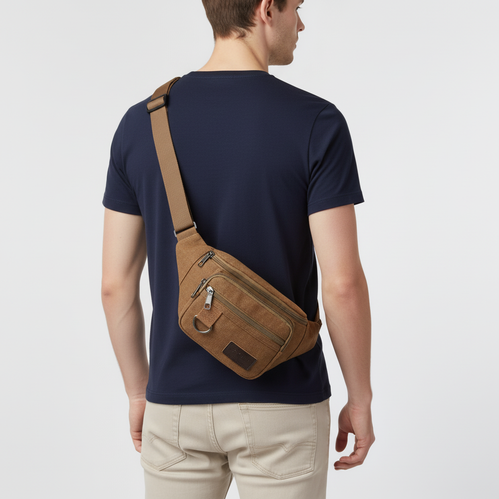 Sac bandoulière robuste et compact pour homme et femme, parfait pour l'aventure et la liberté de mouvement.