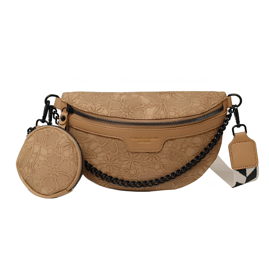 Sac banane femme éthique et pratique en cuir vegan gris, un must-have pour vos sorties quotidiennes.
