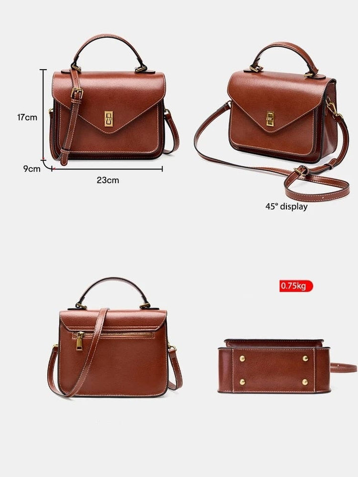 Sac Adele en cuir véritable: bandoulière réglable, organisation optimale pour femme moderne.