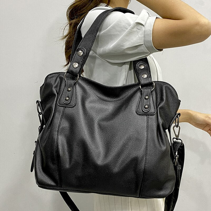 Sac bandoulière femme en cuir, grand format, confortable, pratique et chic pour un usage facile.
