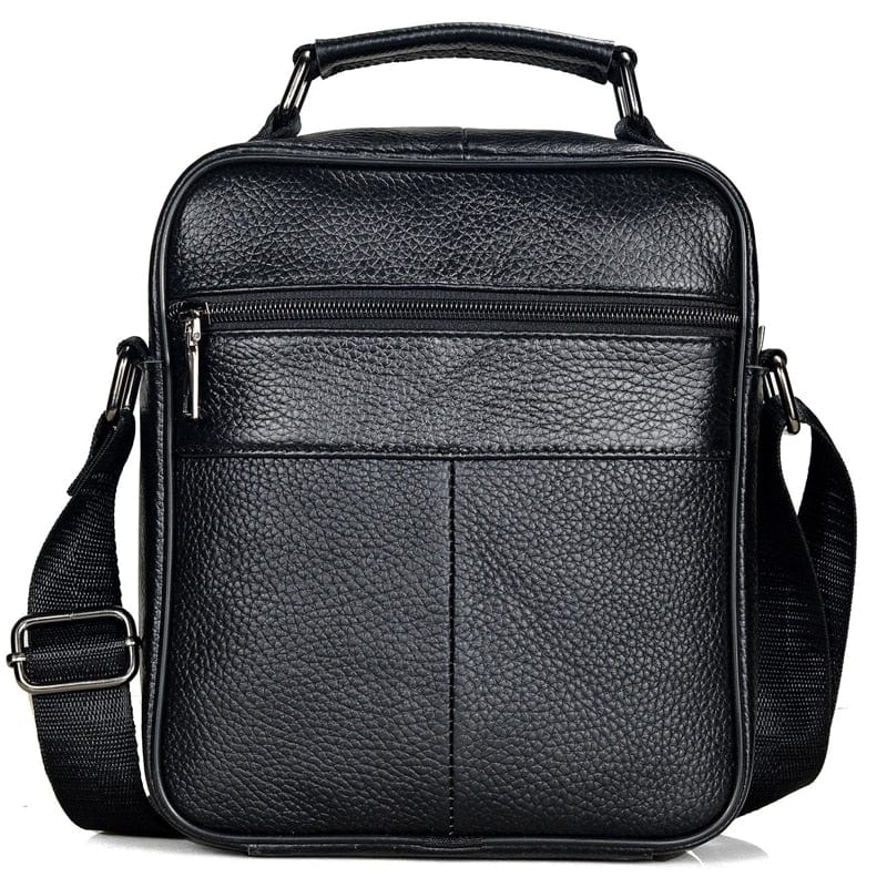 Sac multi-poches homme en cuir véritable, parfait pour les accessoires, téléphone et portefeuille.