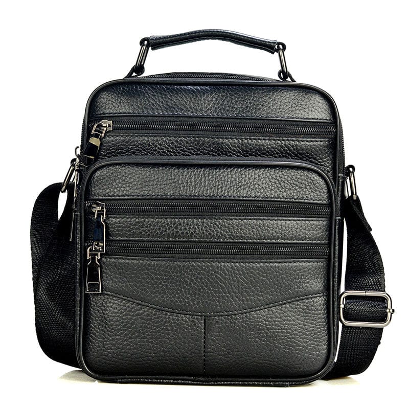Élégant sac homme en cuir véritable avec plusieurs compartiments zippés. Parfait pour le travail ou les voyages.