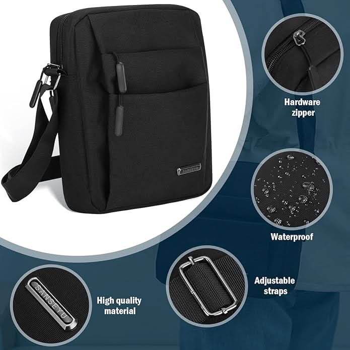 Sac de voyage homme anti-vol et imperméable, bandoulière confortable, sécurité optimale pour vos biens essentiels.