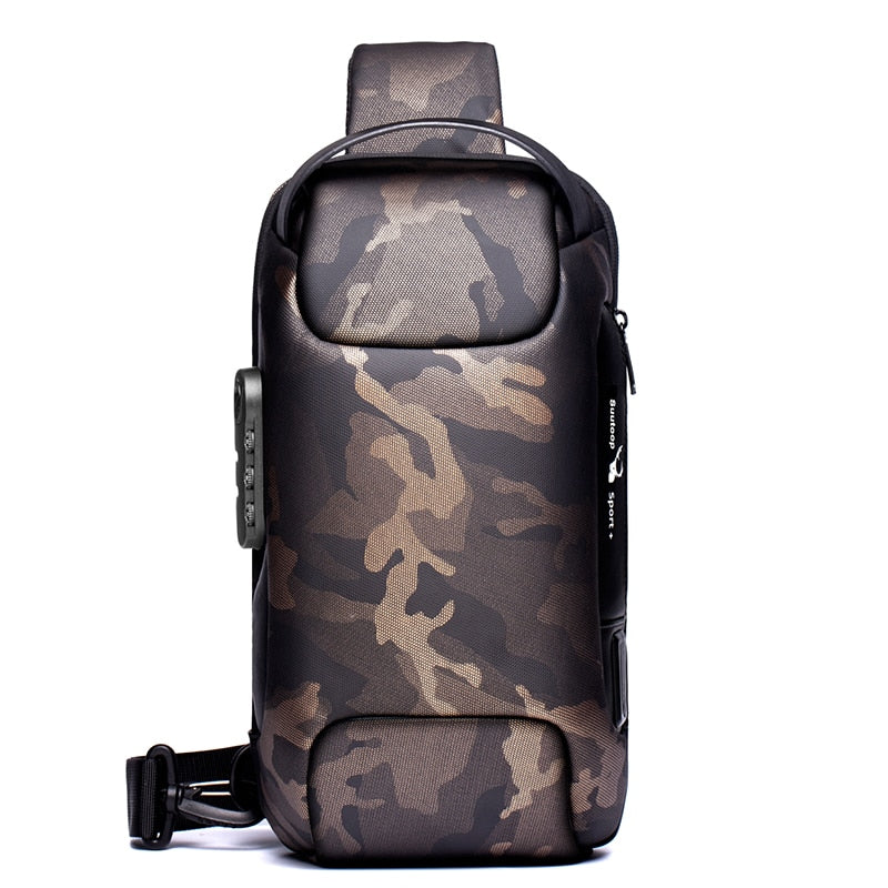 Sac bandoulière homme avec port USB de recharge, résistant à l'eau. Parfait pour appareils tech et vie urbaine.