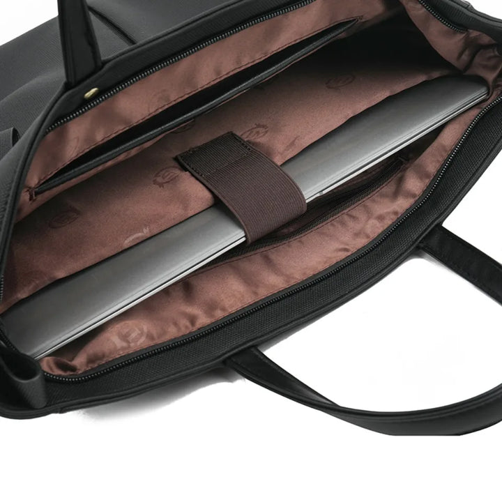 Sac cabas Élise couleur café, mode femme, en tissu technique, avec bandoulière.
