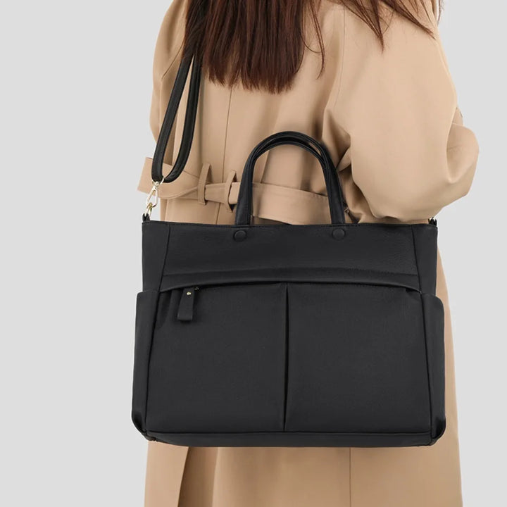 Sac Élise couleur café, en tissu technique, imperméable, parfait pour étudiante.
