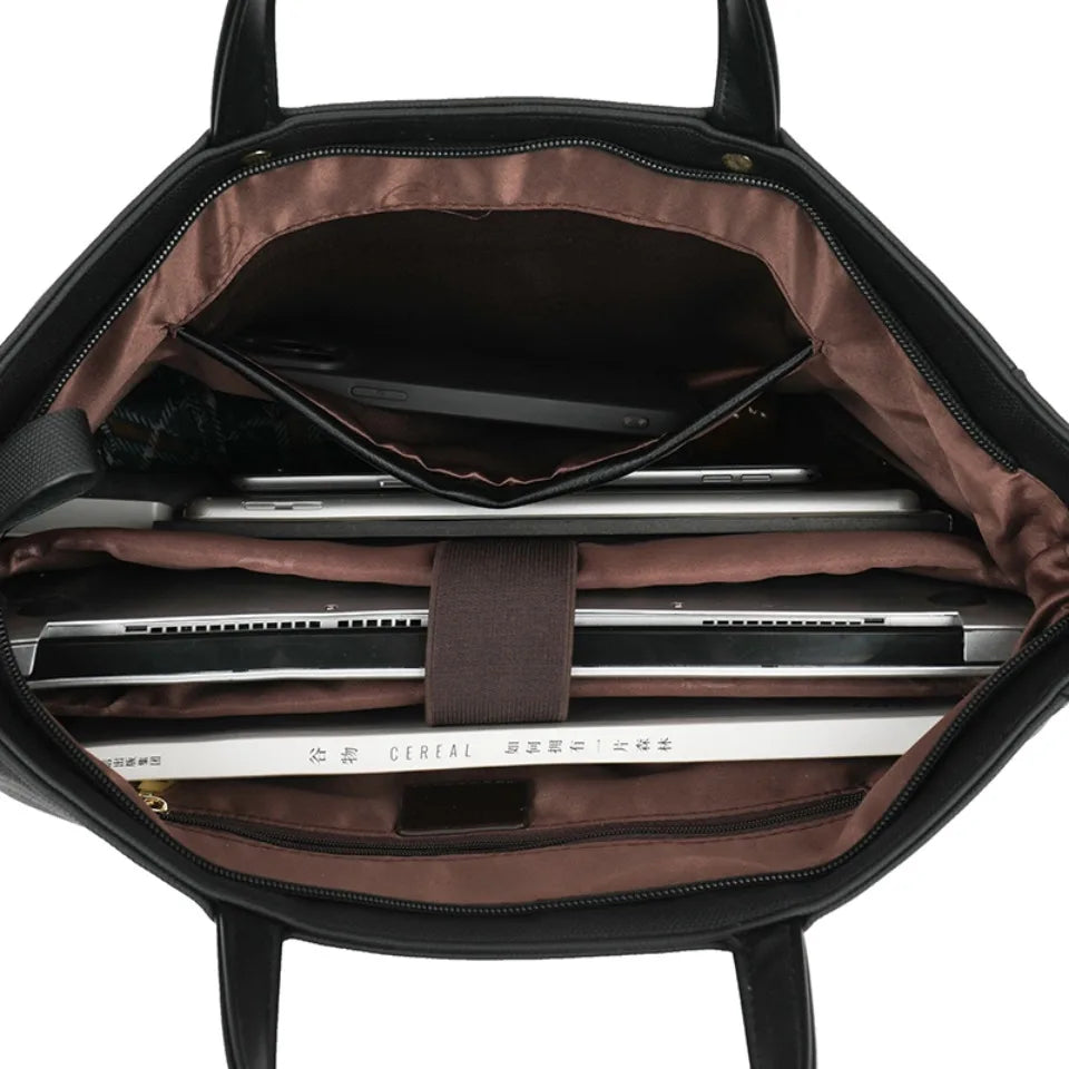 Sac de travail Élise grand format bordeaux, organisé, sac ordinateur polyvalent.