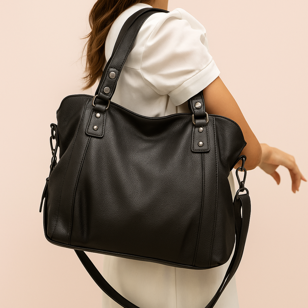 Sac à main femme en cuir souple, chic, porté épaule, pour le quotidien.