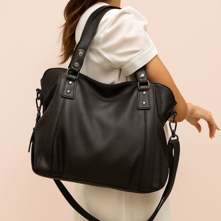 Sac à main femme en cuir souple, chic, porté épaule, pour le quotidien.