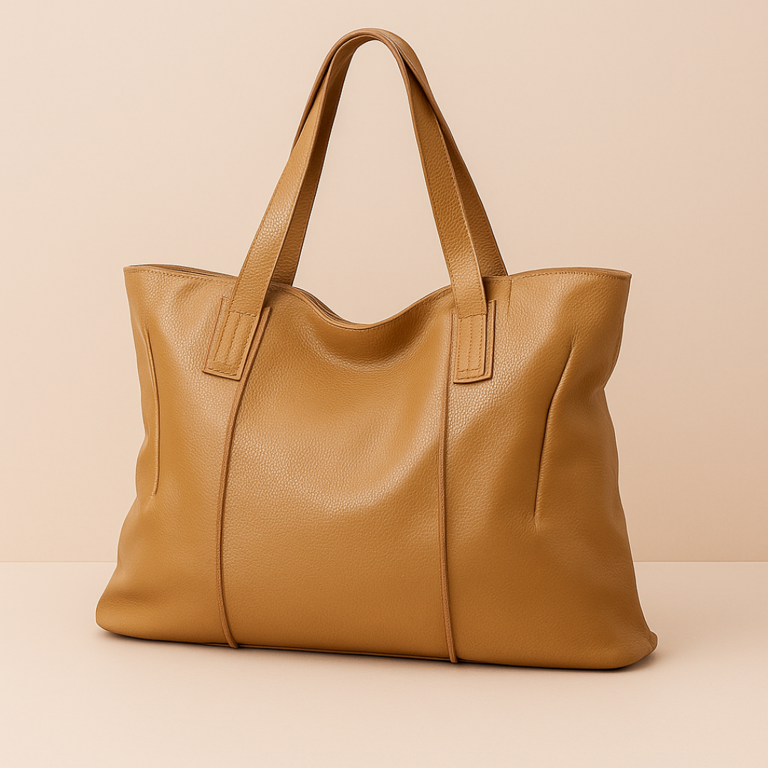 Sac à main femme grand format Sofia en cuir bleu marine, idéal pour le bureau et l'ordinateur.