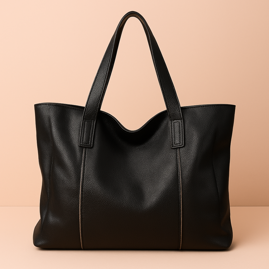 Grand sac cabas Sofia en cuir véritable vert, style élégant, pour femme active et travail.