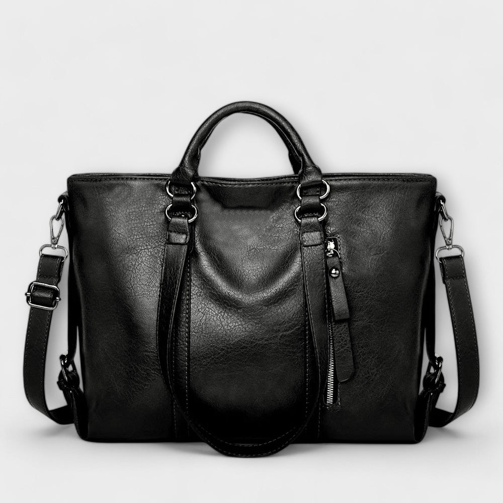 Sac cabas cuir noir élégant femme, parfait pour le quotidien et la mode. Grande capacité.