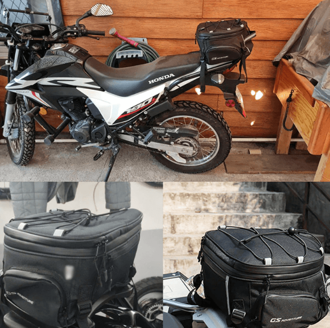 Accessoire moto indispensable: sac noir unisexe, résistant à l'eau, idéal pour tout équipement de road trip.