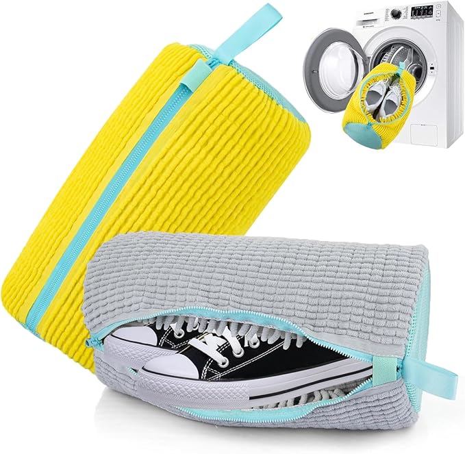 Sac de lavage protecteur pour chaussures en machine, évite déformation. Idéal baskets et linge délicat.