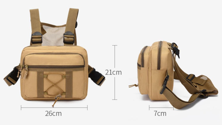 Sac de poitrine unisexe déperlant, design tactique, pour la randonnée, le voyage et une sécurité accrue.
