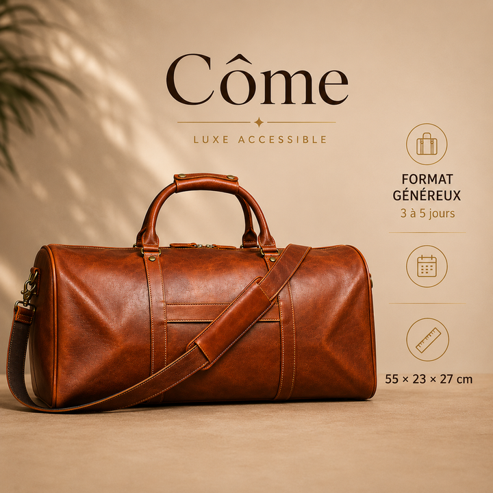 Sac de voyage Côme en cuir pour homme. L'élégance du cuir pour vos voyages et week-ends.