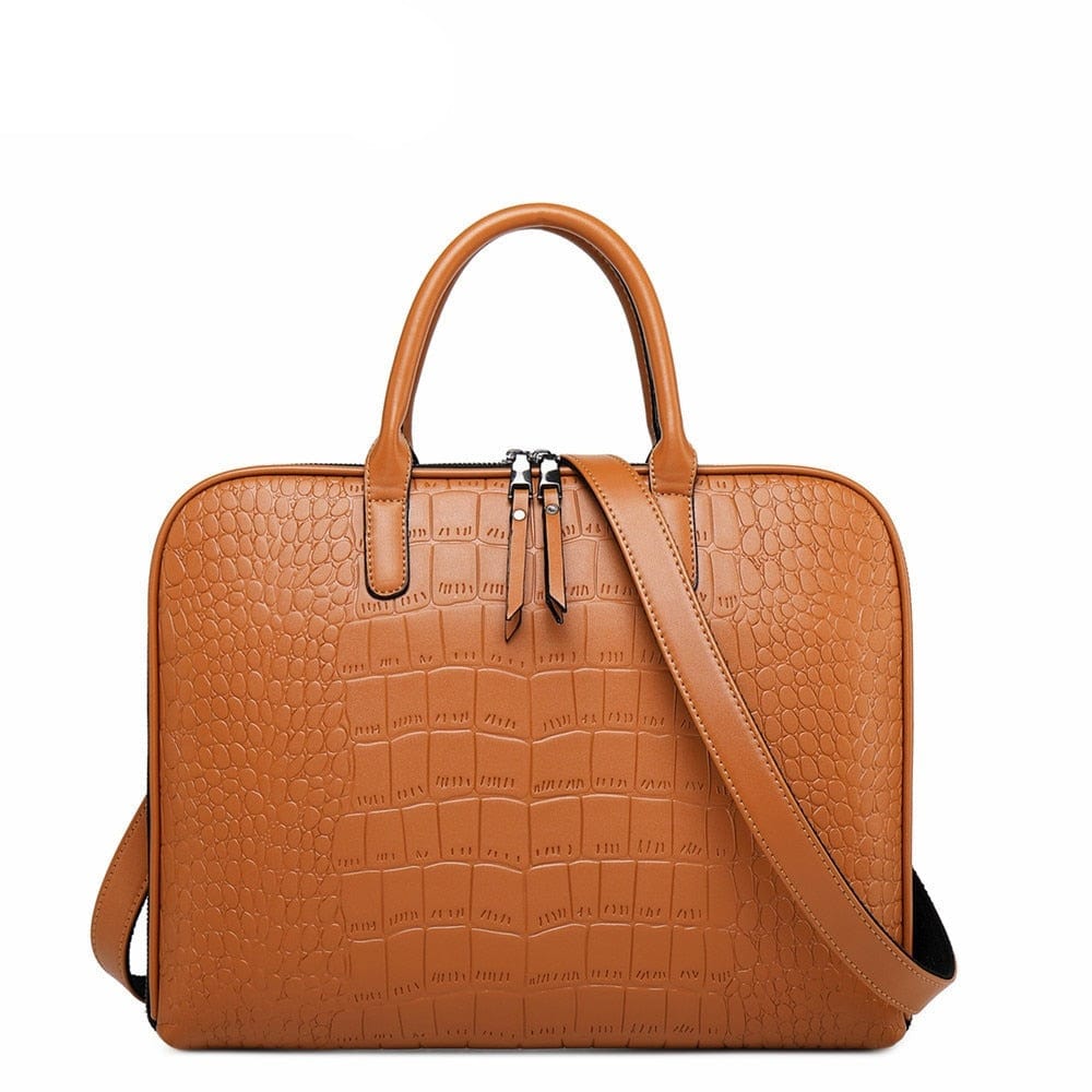 Sac porte-documents noir pour femme professionnelle, en cuir PU, design élégant pour ordinateur portable.