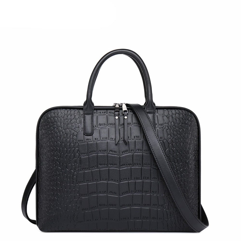 Sac ordinateur femme élégant en cuir PU marron, idéal pour le travail et le bureau professionnel.