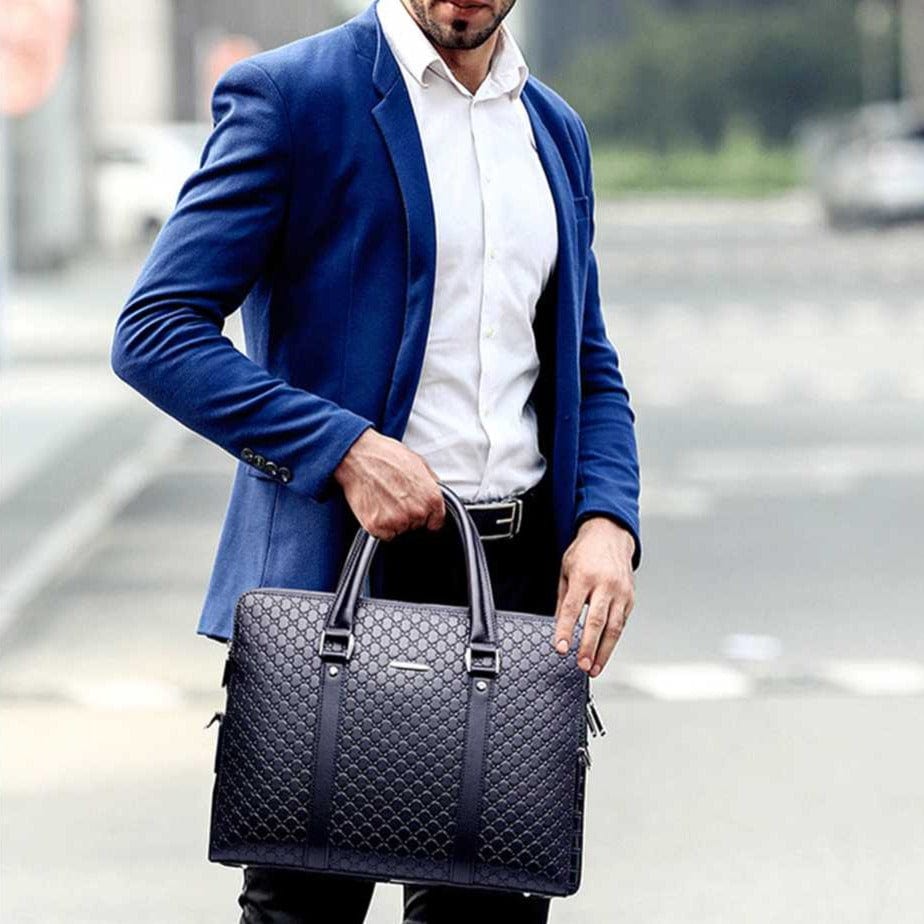 Sacoche homme élégante en cuir PU, sac ordinateur portable pour business et usage quotidien professionnel.
