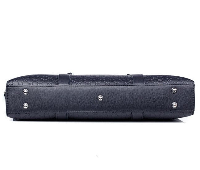 Sacoche business élégante homme en cuir PU, disponible en noir ou bleu, pour ordinateur portable professionnel.
