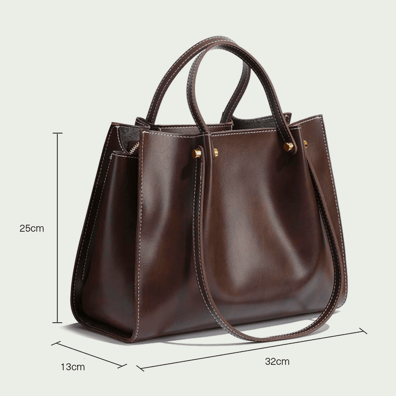 Sac d'épaule femme en cuir végétalien, grand compartiment. Idéal pour organiser vos essentiels avec style.