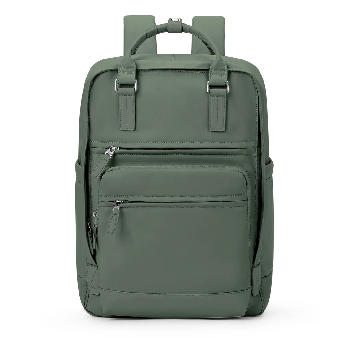 Sac à dos femme élégant avec organisateur intégré pour ordinateur portable, en nylon résistant et imperméable.