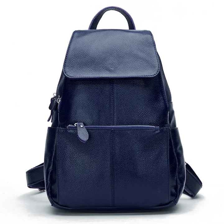 Intérieur organisé d'un sac à dos femme en cuir, multiples poches pour une organisation optimale.