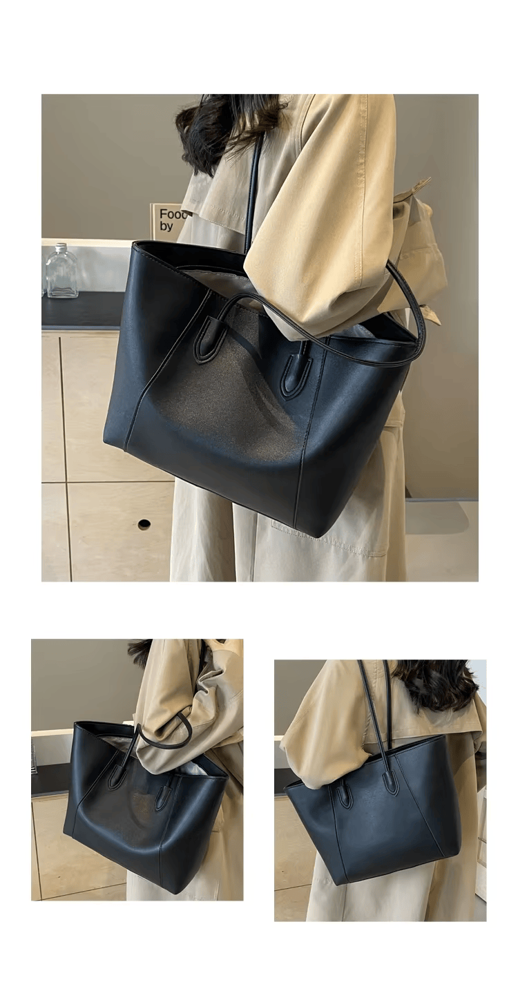 Sac à main femme élégant en similicuir, grand format, parfait pour lycée, études et usage quotidien stylé.