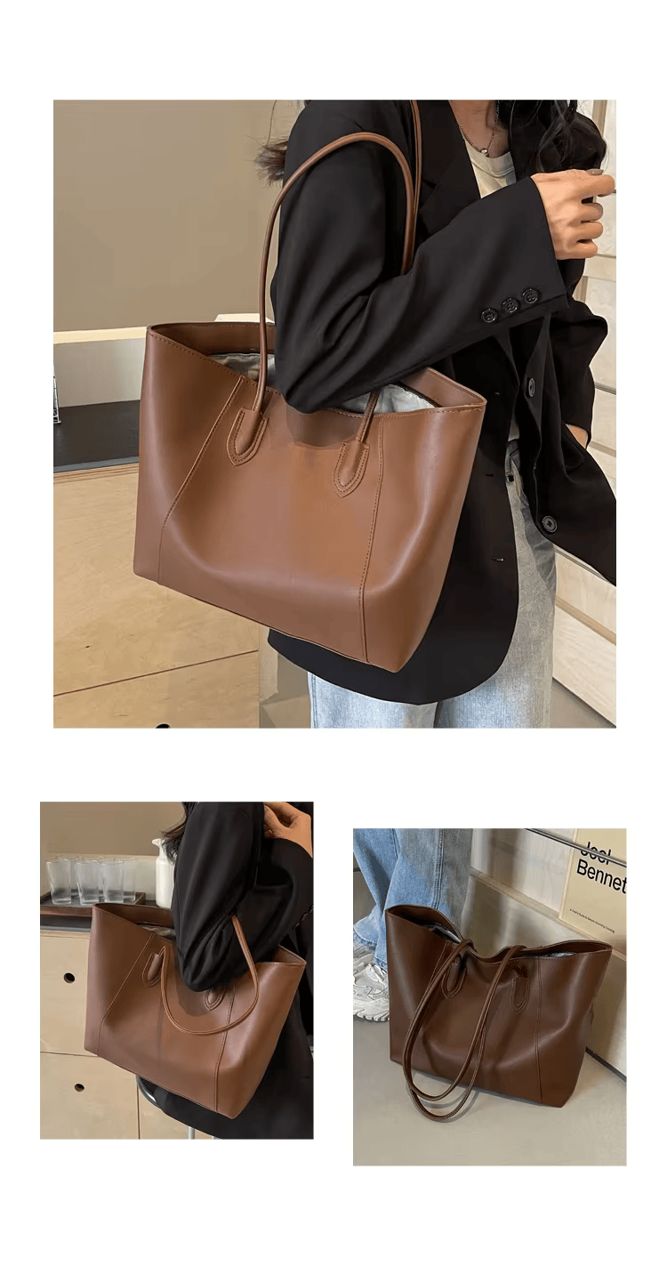 Sac cabas femme en similicuir, grand format, idéal pour étudiante, élégant et pratique pour le quotidien mode.