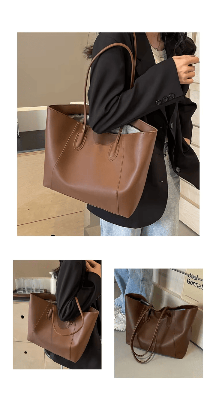 Sac cabas femme en similicuir, grand format, idéal pour étudiante, élégant et pratique pour le quotidien mode.