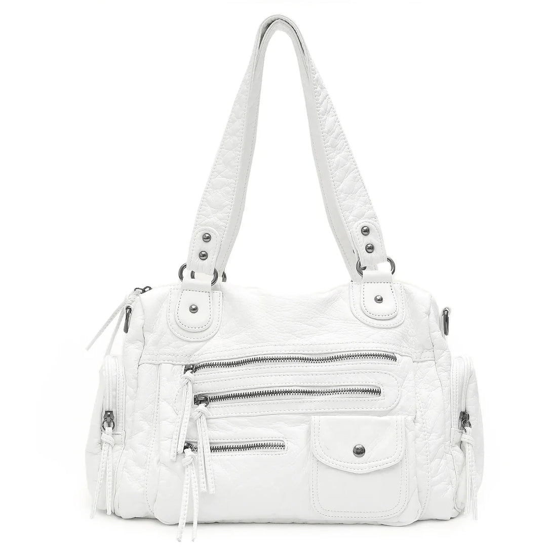 Sac cabas vintage en similicuir marron, design spacieux pour femme. Pratique avec sa bandoulière ajustable.