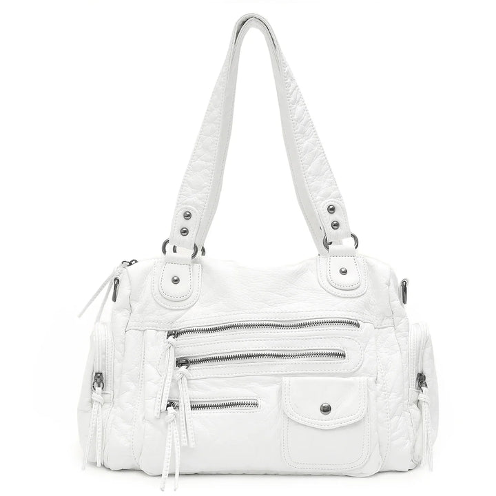 Sac cabas vintage en similicuir marron, design spacieux pour femme. Pratique avec sa bandoulière ajustable.