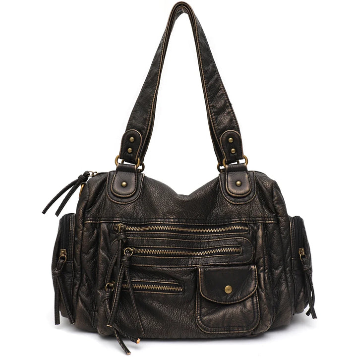 Grand sac cabas femme spacieux en similicuir texturé pour toutes vos affaires. Style vintage et pratique.