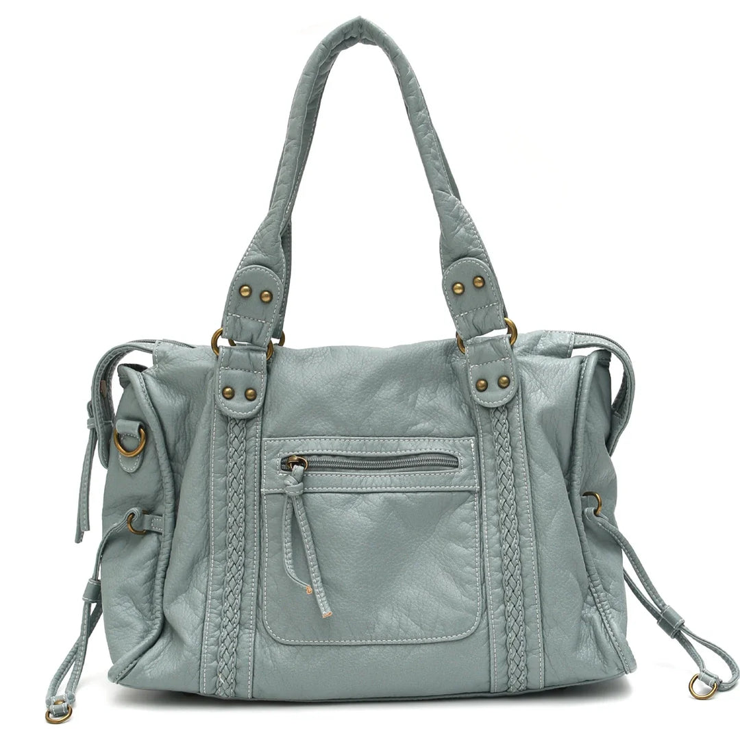 Vue latérale sac de cours femme, grande capacité et silhouette élégante, similicuir tendance.