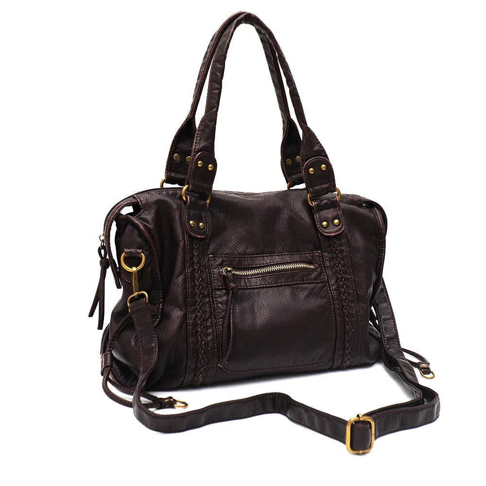 Sac de cours femme élégant, similicuir, grande capacité, mode et fonctionnel pour études/lycée.