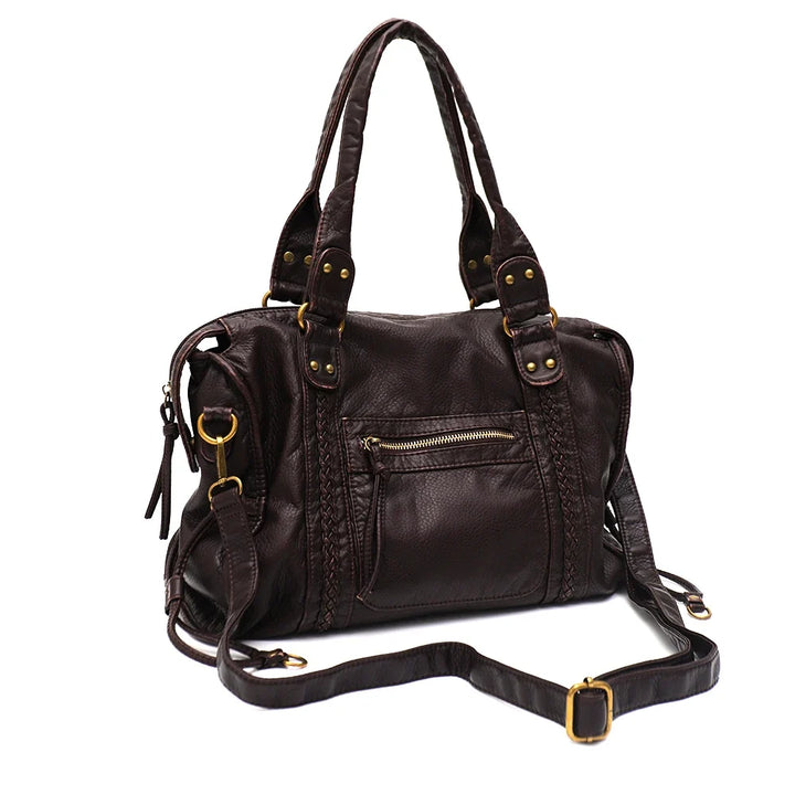 Sac de cours femme élégant, similicuir, grande capacité, mode et fonctionnel pour études/lycée.