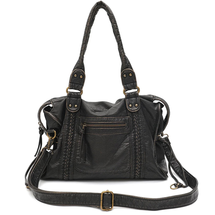 Sac bandoulière étudiant femme, grande capacité, similicuir, mode vintage, organiseur fonctionnel.