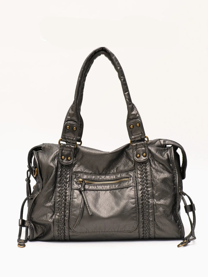 Sac de cours femme organiseur, multiples compartiments, similicuir élégant, grande capacité.