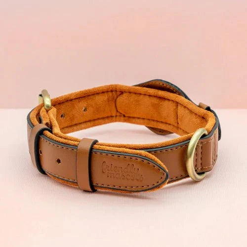 Collier chien premium en cuir recyclé, design élégant avec traqueur AirTag GPS intégré pour une sécurité accrue.