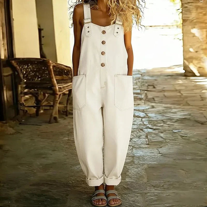Mode femme: salopette polyvalente à jambe large, bretelles réglables, idéal look décontracté printemps été.