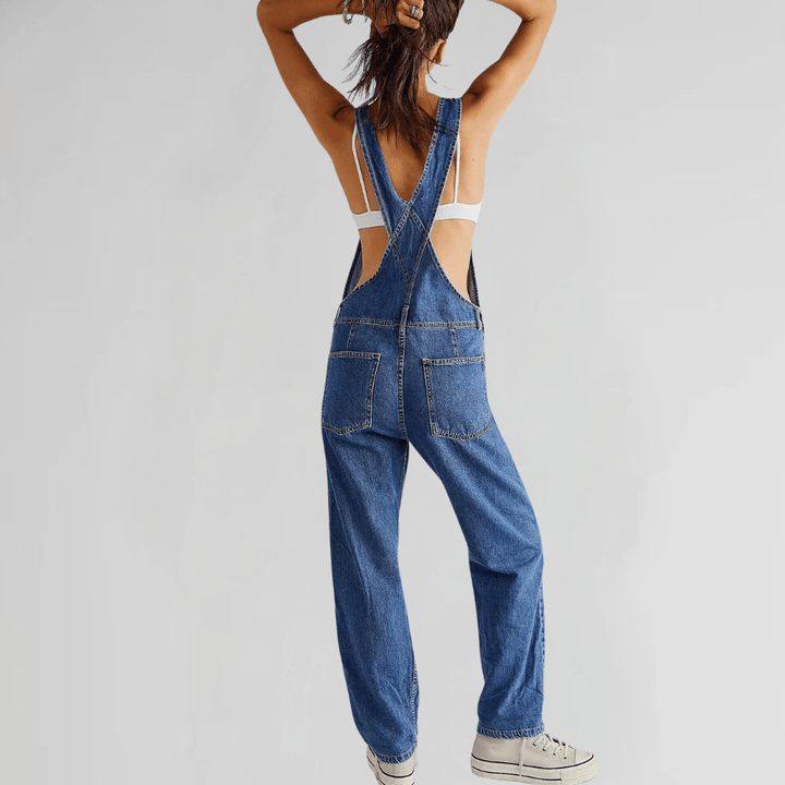 Jumpsuit salopette femme confortable, coupe croisée décontractée. Parfaite pour mode quotidienne et style urbain.