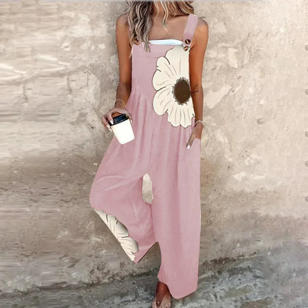Salopette tendance à imprimé abstrait pour femme, avec bretelles ajustables, mode printemps-été.
