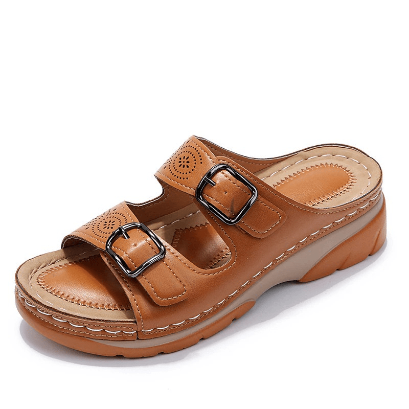 Sandales femme confortables à doubles brides, idéales pour l'été, la marche en ville ou la plage.