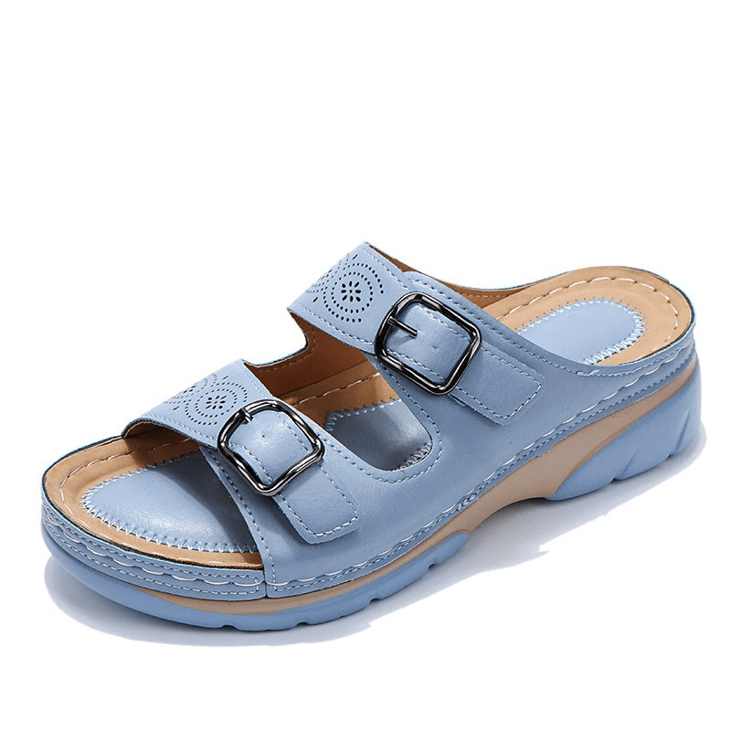 Chaussures d'été décontractées femme, sandales à doubles brides avec semelle antidérapante.
