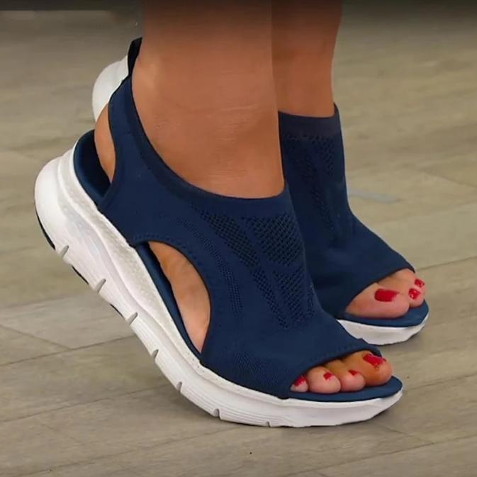 Sandales compensées orthopédiques femme, style estival, confort ultime pour la marche.