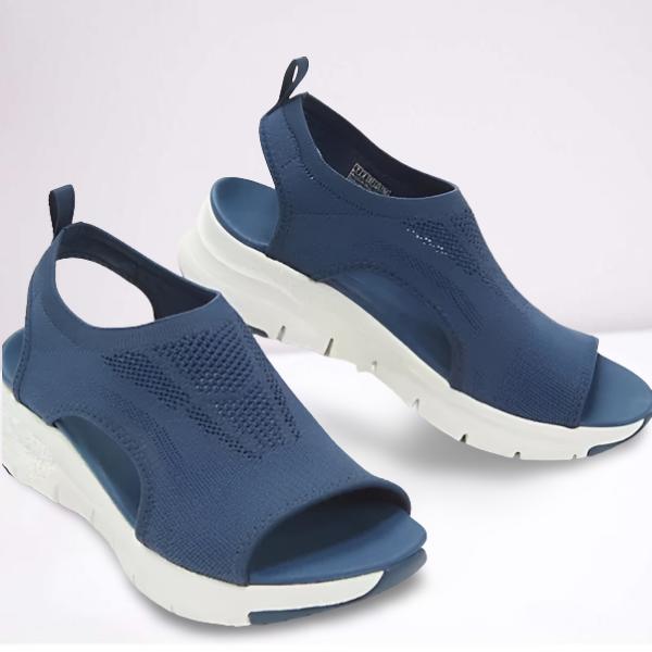Sandales compensées femme avec semelle antidérapante, légères, parfaites pour la marche estivale.