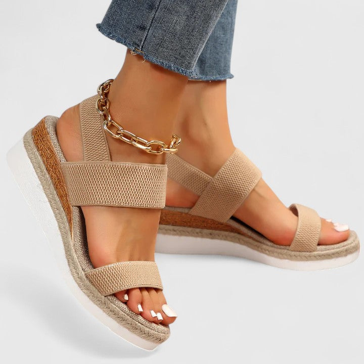 Sandales espadrilles compensées orthopédiques femme, confort élégant pour la mode d'été.