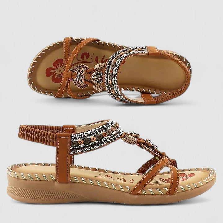 Sandales d'été orthopédiques pour femmes, confortables et plates, idéales pour un style bohème élégant.